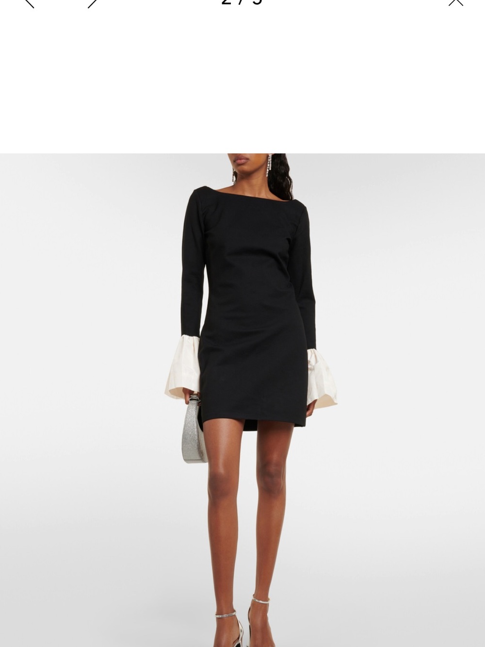 STAUD Black Mini Dress with Cream Bell Cuffs